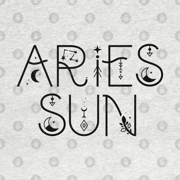 Aries sun sign celestial typography by lilacleopardco